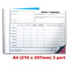 Cherry Carbonless NCR Weekly Timesheet Triplicate Book A4 50 Sets
