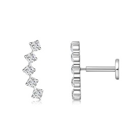 limerencia G23 Hypoallergenic 18g Flat Back Stud Earrings | F136 Implant Grade Titanium Press Fit Threadless Push Pop in Cartilage Helix Labret Lip Monroe Tragus Piercing Studs