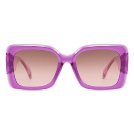 SOJOS Retro Oversized Square Sunglasses for Women Trendy Large Luxury Women's Big Shades SJ2350, Purple Frame/Top Brown Bottom Pink Lens