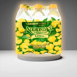 Adirondack Enhanced Water Lemon Fruit Flavored Beverage 16.9 fl oz (Pack of 4) + Tonic Water Lemon Market Basket 33.8 fl oz