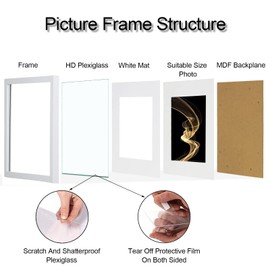 HEART ART 10x10 White Picture Frames set of 9, Display Photos 6x6 with Mat or 10 x 10 without Mat, Gallery Wall Frames Set