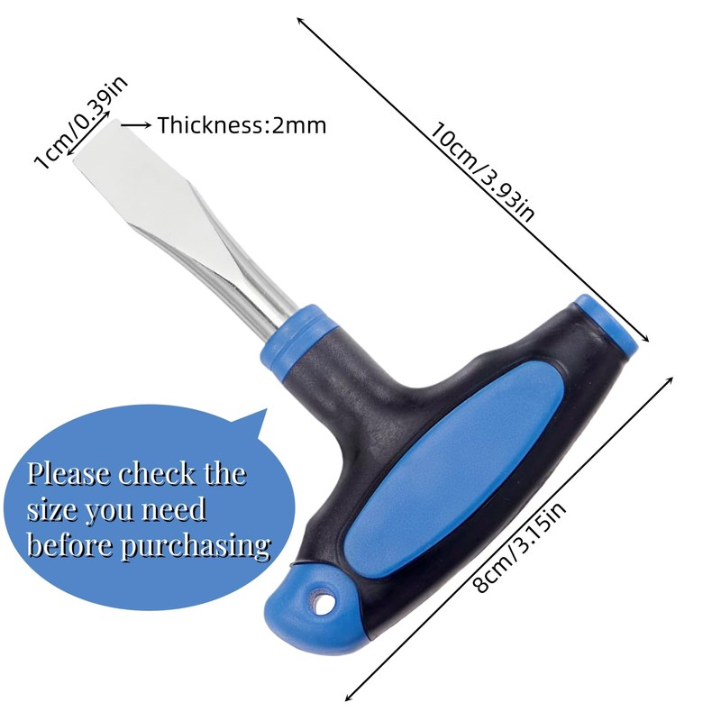 Yiqicomle T Handle Flat Head Screwdriver, 10mm T Handle Flat