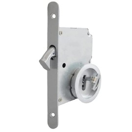 bricoleva.it Sliding Door Lock Set Round Rosette with Key Handle with Lock for Sliding Door (Color Chrome Satin)