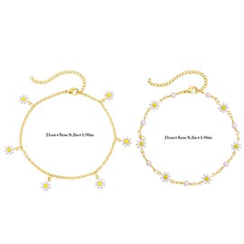 Umimiss Daisy Pearl Anklet - Ankle Bracelets for Women, Women's Anklets, Indian Anklets for Women, Gold Layered Ankle Bracelets for Women, Daisy Foot Ring Foot Ornaments Summer Beach, Gold Anklets