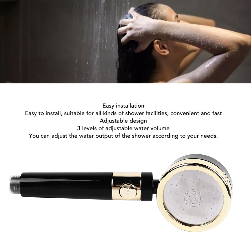 Handheld Shower Head with Water Stop Button 3 Levels Adjustable