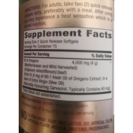 Piping Oregano Oil 4000mg 150Caps Contains Carvacrol mediterranean and wild Harvest