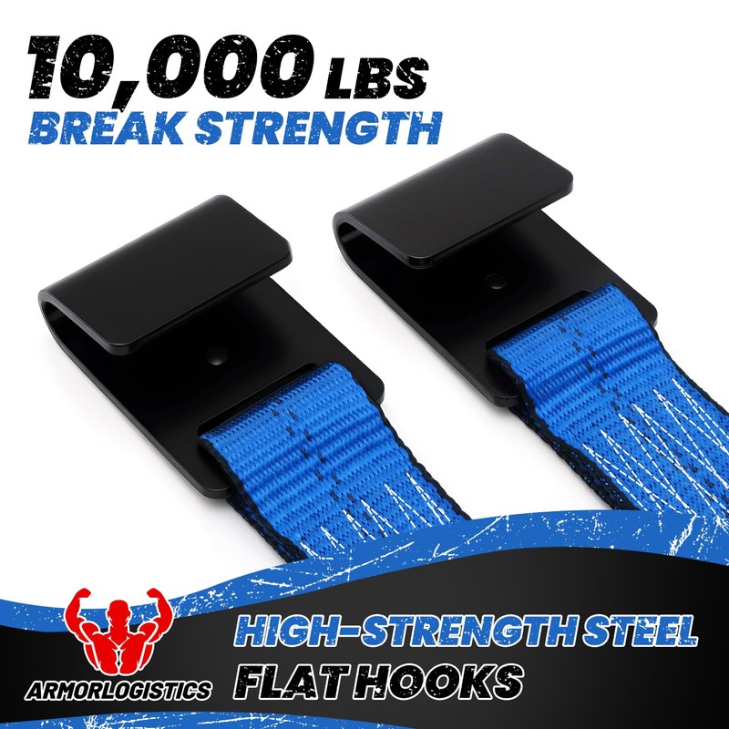 Tow Dolly Basket Straps with Flat Hook, 2 Pack Tow