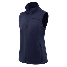 BALEAF Women's Lightweight Vest Softshell Sleeveless Jacket Windproof Stand Collar with Zipper Pockets Running Hiking Golf Navy Blue M
