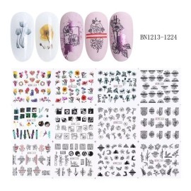 Stickers Nails Tatto Uñas 36 Planillas Mixtas Decoracion
