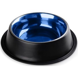 STILGUT Feeding Bowl for Dogs and Cats, Aluminium 0.7 L, Dog Bowl, Cat Bowl, Water Bowl - Black/Blue