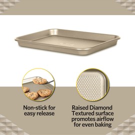 Glad Premium Nonstick Cookie Sheet – Heavy Duty Baking Pan with Raised Diamond Texture, Small