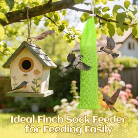 6 Pcs Finch Sock Feeder for Outdoor - Durable Thistle Seed Feeder Sacks with Foldable Silicone Funnels, Bird Food Supply Tools for Garden Yard Wild Finch Feeding (3.9" x 15.7", Yellow)