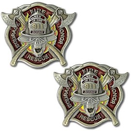 Firefighter Men of Fire 911 Thin Red Line Firefighting Collectible Challenge Coin