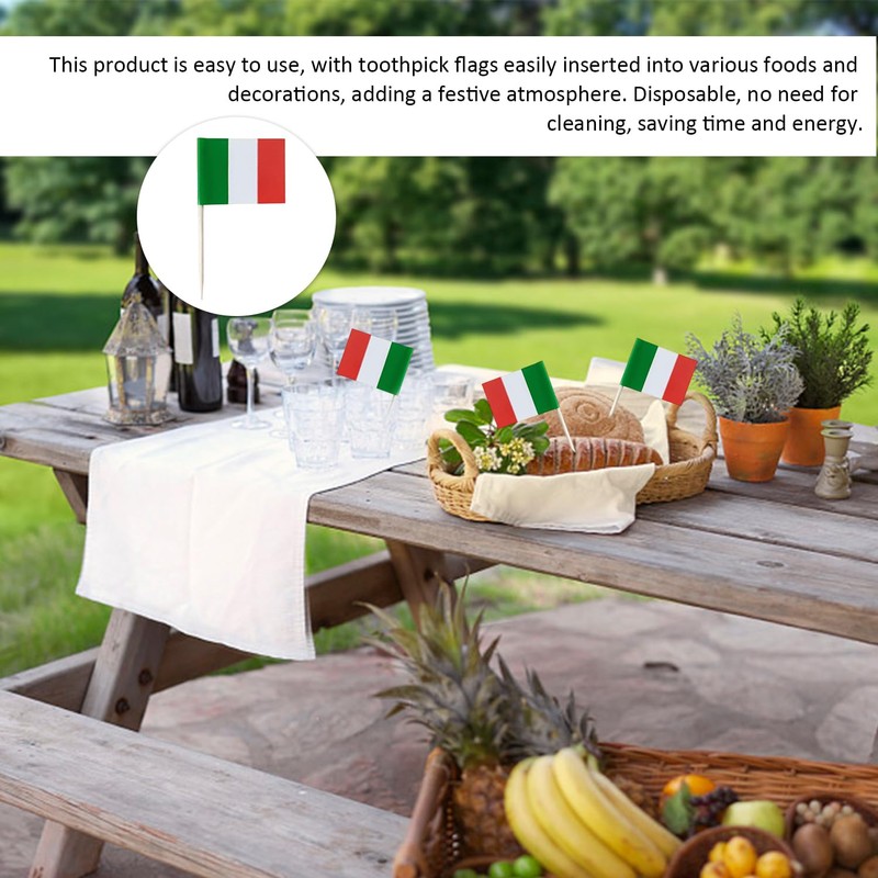 200 Italian Toothpick Flags, Cupcake Toothpick Flags, Flag Fruit Pick
