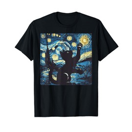 Cat Starry Night Painting Funny Van Gogh Art Men Women Kids T-Shirt
