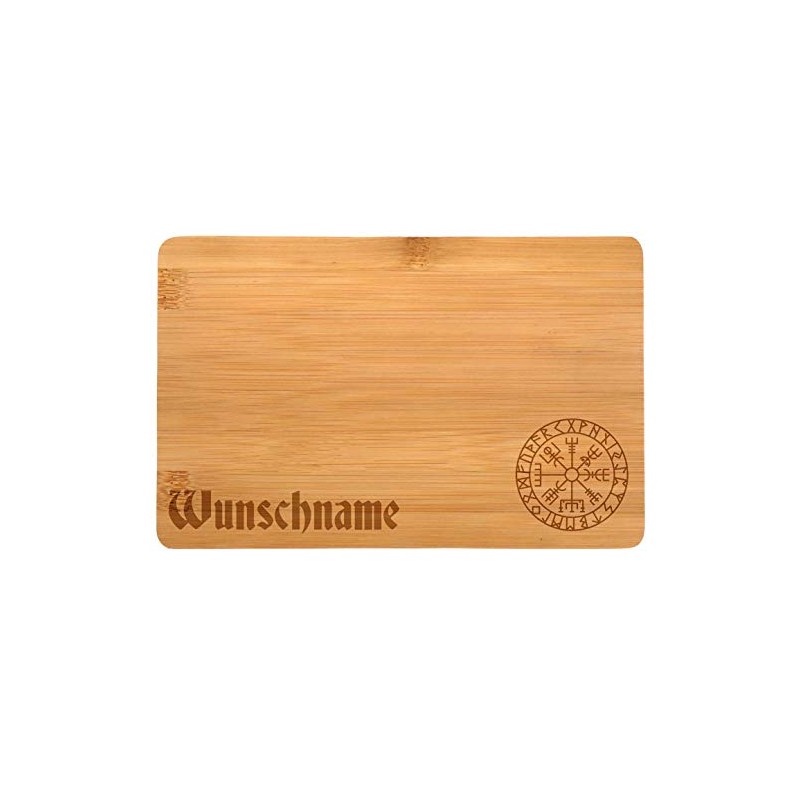 Samunshi® Wooden Board with Engraving Vegvisir Runes Made of Bamboo