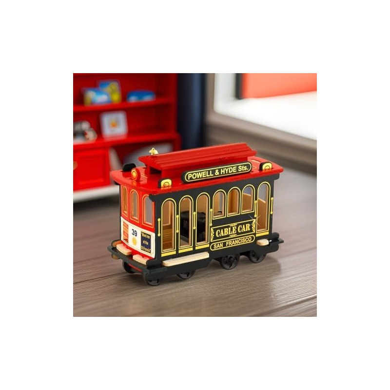 City-Souvenirs Musical San Francisco Cable Car Wooden Replica 6 Inches