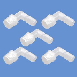 Quickun Hose Barb Fitting Elbow, 5/8" Hose Barb x 3/4" Male NPT Barbed Adapter for Fuel/AIR/Water/Oil/Gas/WOG(Pack of 5)