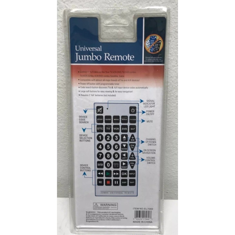 Universal Remote Control Jumbo Universal Remote Control