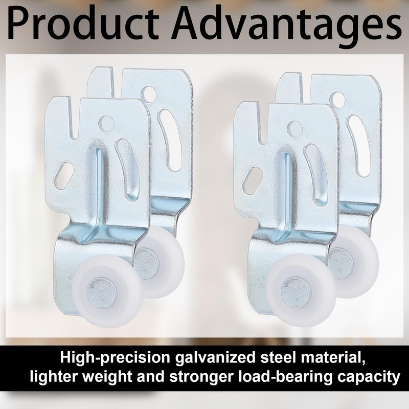8pcs Sliding Closet Door Roller Hardware Kit, Top Hung Bypass