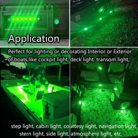 FZSSHYG Green Boat Interior Lights 12V Marine Boat Lights Waterproof Boat Navigation Lights for Deck Courtesy Transom Cockpit Bow and Stern, Kayak Yacht Fishing Pontoon Boat Sailboat Lights,10Pcs