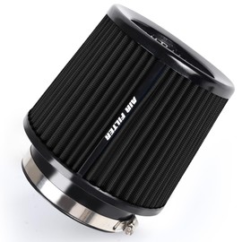 4 Inches Cold Air Intake Filter Universal 3" or 3.5" or 4" High Performance Washable Clamp-On Replacement Cone Air Filter 3 in 1 Size Black