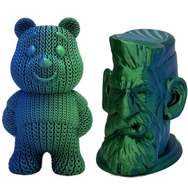 Silk Dual Color PLA Filament 1.75mm, Silk Shiny Coextrusion Filament, Compatible with Bambu LAB,Creality K1C,QIDI MAX3, FLASHFORGE Adventurer 5M, Prusa MK4 FDM 3D Printer, 1KG,Blue Green