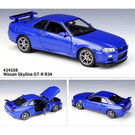 Welly 1:24 Nissan Skyline GT-R R34 Blue Diecast Model Car 24108W-MBL