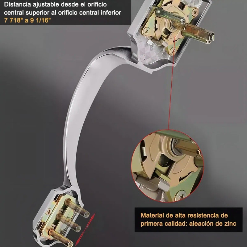 Cerradura Principal Banna Manejable Plateado Cromado Extensible para Puerta 3