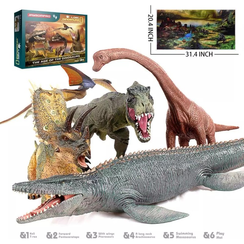 Jaysompro 5 PCS 8-15” Jumbo Dinosaur Set -Realistic Looking Dinosaur