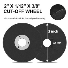 NuoDunco 15Pack 2 Inch Cut Off Wheels, 3/8" Arbor Die Grinder Cutting Disc for Stainless Steel, Bronze, Brass, Nuts, Bolts, Screws, Wood