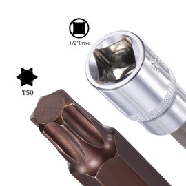 Kozelo Torx Bit Socket - [1/2" Drive x T50 Bit] Chamfered Design Greater Torque Long Driver Torx Bit for Automotive Machinery Repair Hand Use|CR-V, S2 Steel