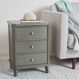 SAFAVIEH Joe End Table With Storage Drawers | Ash Grey |
