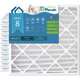 24X24X2 Furnace Filter | AirPurete AP-CF24242 | Actual Size: 23.38 x 23.38 x 1.75 | MERV 8 | Pack of 12