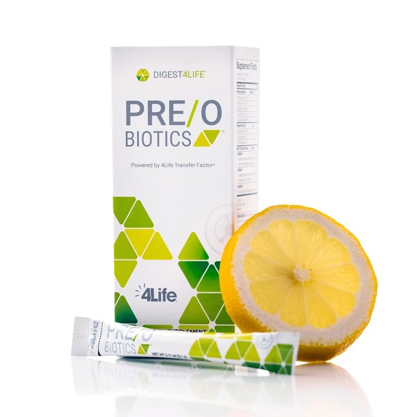 4Life Pre/o Biotics - Prebiotic and Probiotic Combined - Microbiome and Gut Health Support - Immune System Support Transfer Factor - Digestive Health Supplement - 15 Packets