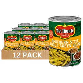 Del Monte Southern Style Whole Green Beans, 14.5 oz. Can (Pack of 12) Spicy & Smoky Flavors, Ready to Eat Side Dish