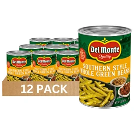 Del Monte Southern Style Whole Green Beans, 14.5 oz. Can (Pack of 12) Spicy & Smoky Flavors, Ready to Eat Side Dish