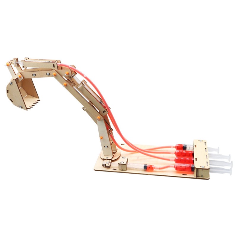 Hydraulic Excavator Model Educational Wooden Science Experiment Toy DIY STEM