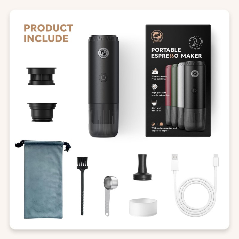 Portable Espresso Maker with Self Heating, 19 Bar Electric Travel