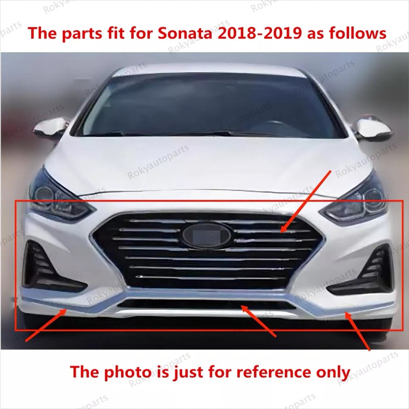 ROKY 9PC For Sonata 2018-2019 Upper Lower Chrome Grille Mesh