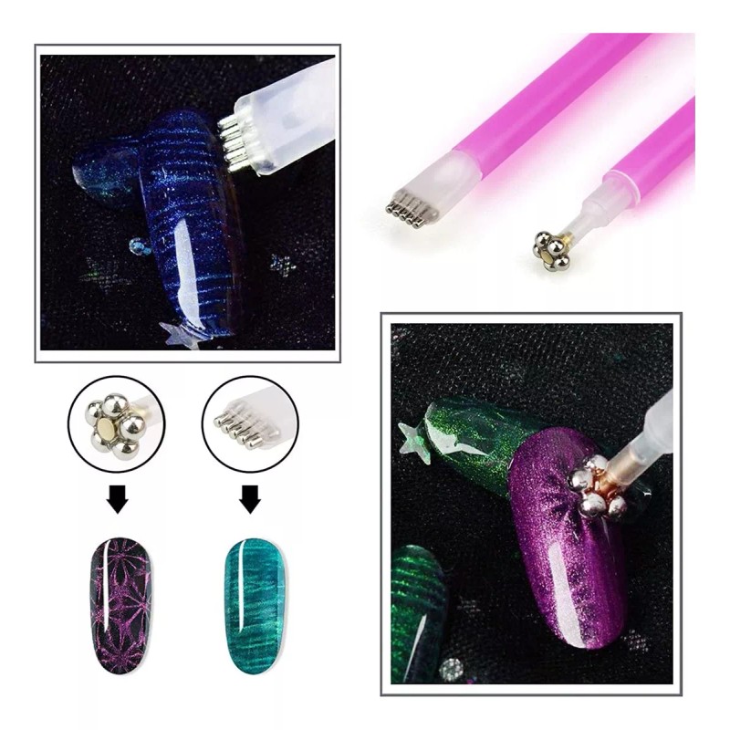 Manicura;Iman Ojo de Gato de Uñas 8pcs Iman Ojo De