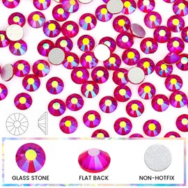 Novani Crystal Rhinestones, Flatback Loose Gemstones 288pcs Glass Rhinestones for Clothes Shoes Crafts Makeup Nail Art and DIY Decorations(SS30, Light Siam AB)