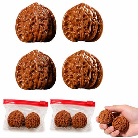 Festov Walnut Hand Exercise Natural Walnut Hand Strengthener Set of 4 3cm Antique Wood Massage Balls Traditional Chinese Meditation Tool for Men and Women for Stress Relief, Finger Strength, Physical