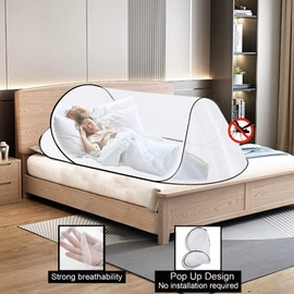 CMINGJ Large Pop Up Mosquito Tent, Portable Foldable Mosquito Net for Bed Camping Travel Patio，Mosquito Net for Adults Baby (78 * 31 * 22inch) (Black Fixed Size)