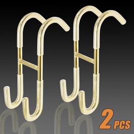 Hitefu 2PCS Shower Door Hooks, Gold Glass Door Hanger Hook, Bathroom Frameless Drilling-Free Towel Hanger Holder for Towel Robe Bathing Suits Shaver Squeegee Hanging