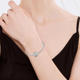 LONGLUCK Silver 925 Birthstone Charms Bead Fit European Bracelets Necklace, Charms Pendant Openwork Beads Love Heart Pendant, Birthday Gifts for Women, Sterling Silver Cubic Zirconia