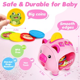 Musical Piggy Bank for Kids, 1 Year Old Learning Toy with Coin Recognition