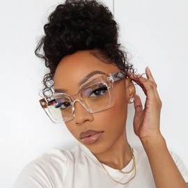 VOOGLAM Stylish Square Blue Light Reading Glasses For Women Men Anti Eyestrain Dry Eyes Readers Pacheco 2.0 Reading Glasses