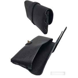 zarolo Leather Belt/Glasses Bag Italian Handmade Leather Glasses Holder Glasses Case, black, Additional pocket