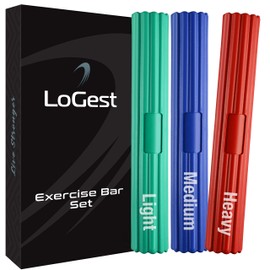 LoGest Twist Hand Exerciser Bars - 3 Piece Flexible Bars Strengthener Set - Tennis Elbow, Golfer's Elbow, Tendonitis, Wrist, Forearms Pain Relief Therapy Bar - Wrist and Arm Strengthener Twist Bar